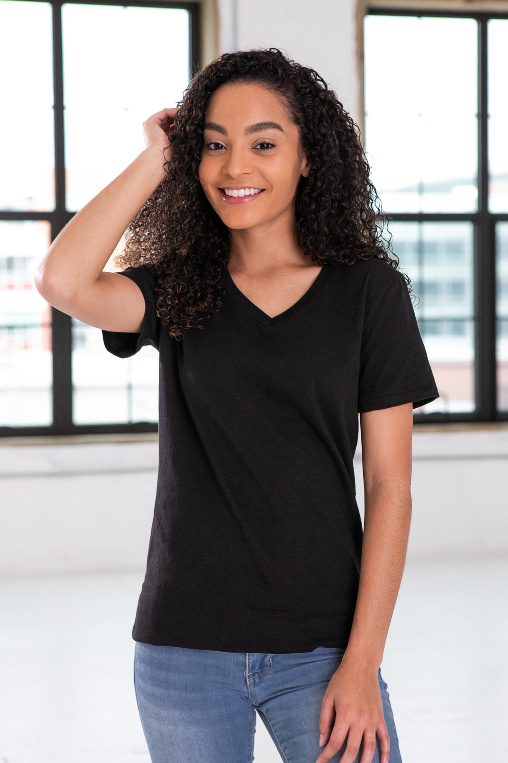 Ladies Premium Cotton Short Sleeve V-Neck Tee
