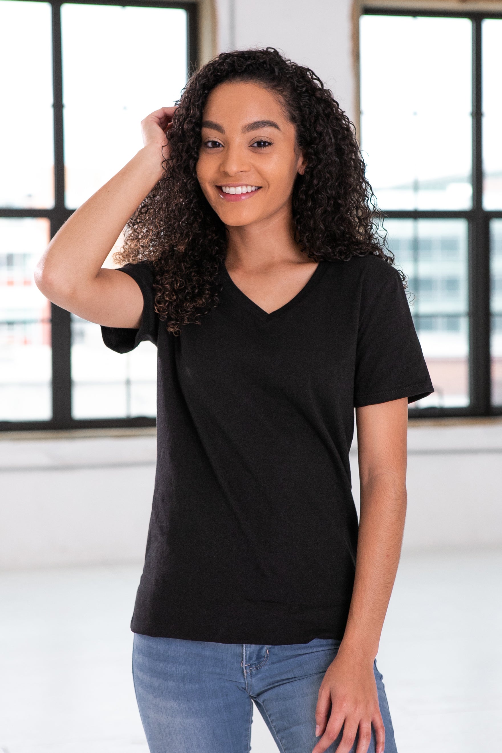 Ladies Premium Cotton Short Sleeve V-Neck Tee