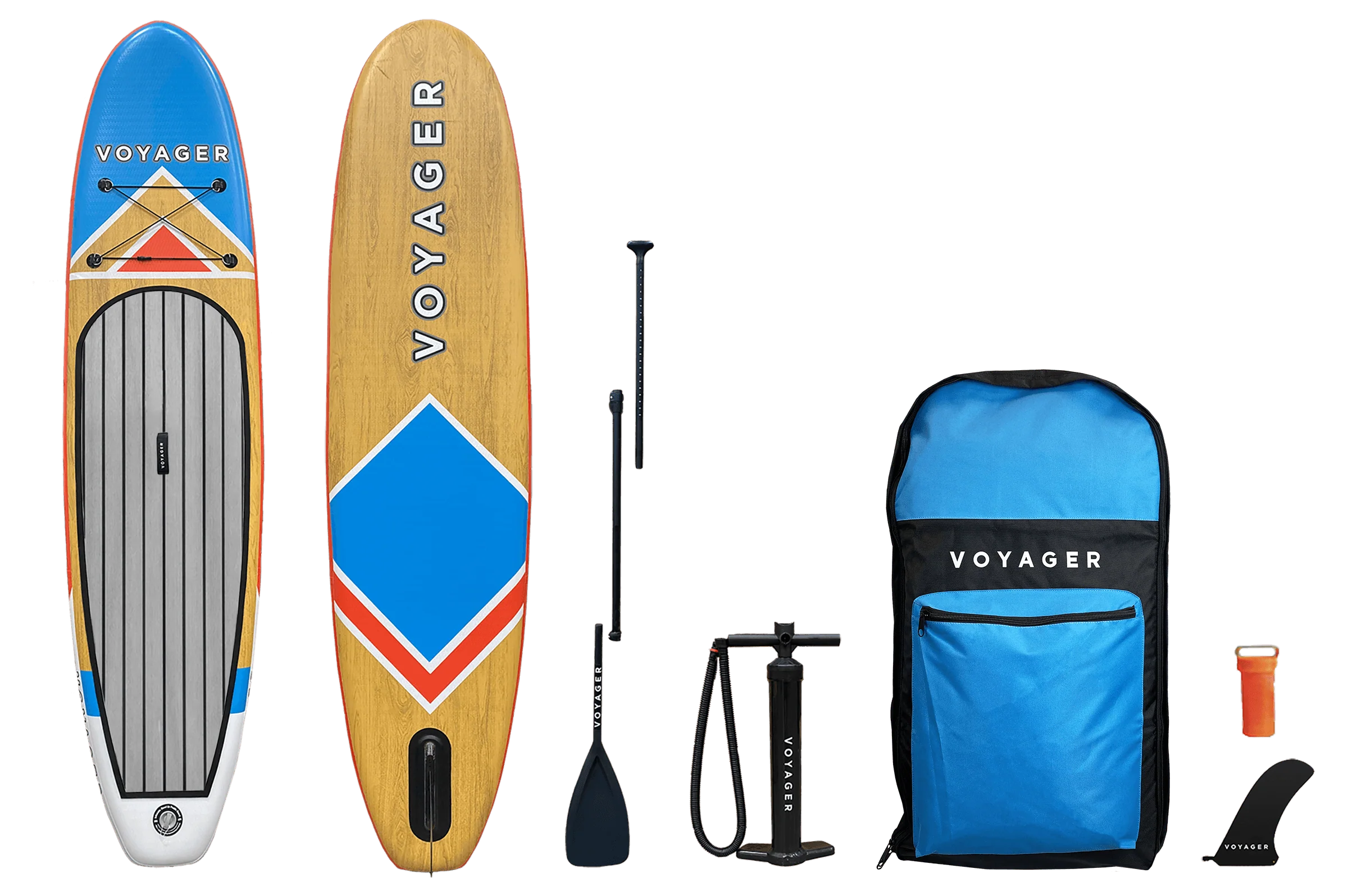 Woodgrain Voyager Inflatable SUP Package